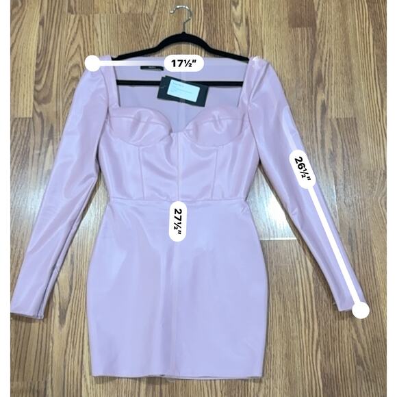 Alex Perry Patent Faux leather Long sleeve pink bodycon Mini Party Dress sz 8 - Picture 8 of 12